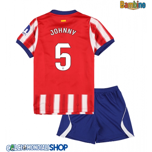 Maglie da calcio Atletico Madrid Johnny Cardoso #5 Prima Maglia Bambino 2026-27 Manica Corta + Pantaloni corti)